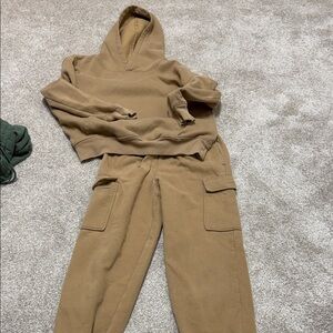 Gap Factory Kids Large-Cozy Tan Hoodie and Jogger Set